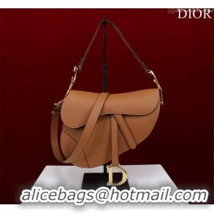 Super Quality Dior Mini/Medium Saddle Bag with Strap in Grained Calfskin M0455C Brown 2023