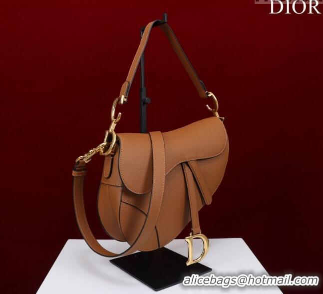 Super Quality Dior Mini/Medium Saddle Bag with Strap in Grained Calfskin M0455C Brown 2023