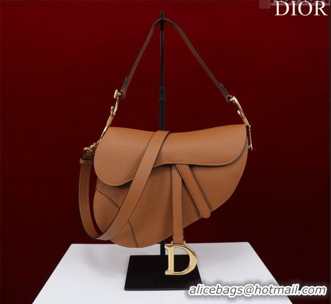 Super Quality Dior Mini/Medium Saddle Bag with Strap in Grained Calfskin M0455C Brown 2023