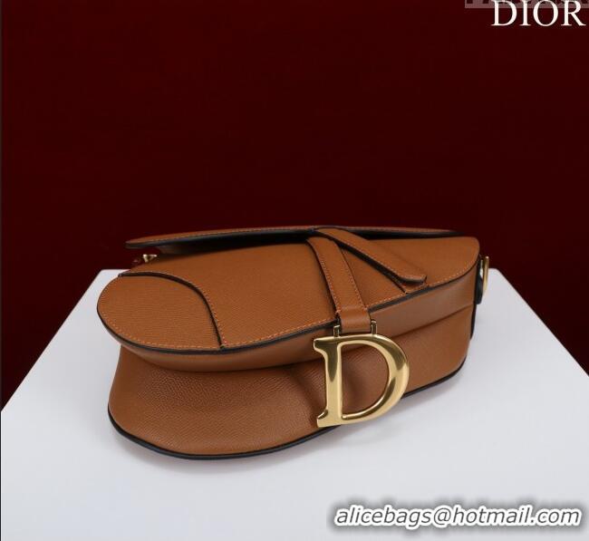 Super Quality Dior Mini/Medium Saddle Bag with Strap in Grained Calfskin M0455C Brown 2023