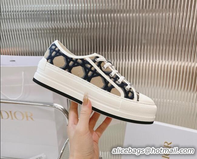 Best Product Dior Walk'n'Dior Platform Sneakers in Beige and Blue Macrocannage Embroidery 0126015