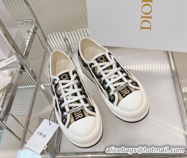 Best Product Dior Walk'n'Dior Platform Sneakers in Beige and Blue Macrocannage Embroidery 0126015