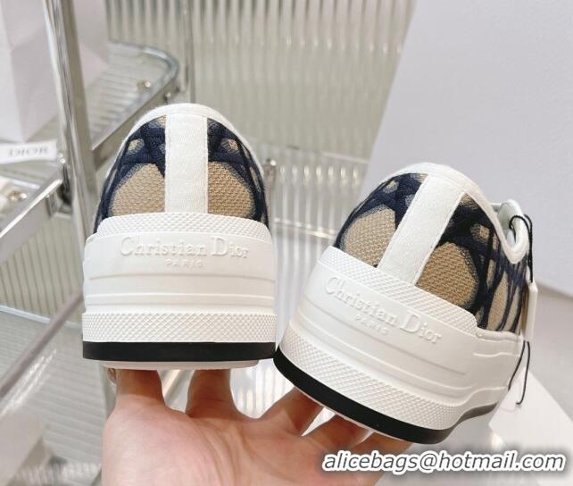 Best Product Dior Walk'n'Dior Platform Sneakers in Beige and Blue Macrocannage Embroidery 0126015