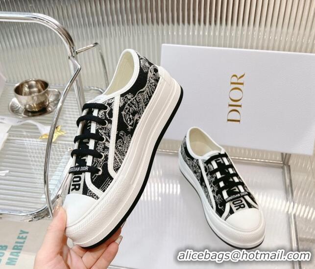 Low Price Dior Walk'n'Dior Platform Sneakers in Black Toile de Jouy Embroidered Cotton 0126017