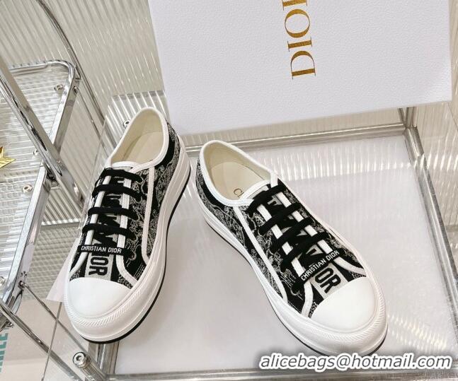 Low Price Dior Walk'n'Dior Platform Sneakers in Black Toile de Jouy Embroidered Cotton 0126017