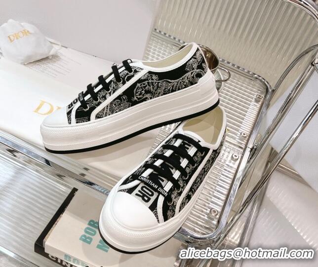 Low Price Dior Walk'n'Dior Platform Sneakers in Black Toile de Jouy Embroidered Cotton 0126017