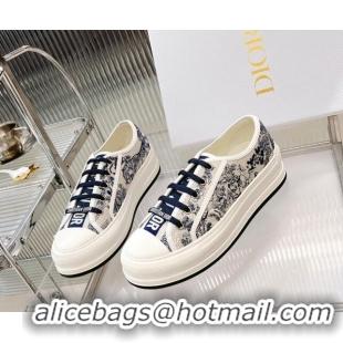 Good Looking Dior Walk'n'Dior Platform Sneakers in Blue Toile de Jouy Embroidered Cotton 126018