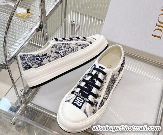 Good Looking Dior Walk'n'Dior Platform Sneakers in Blue Toile de Jouy Embroidered Cotton 126018