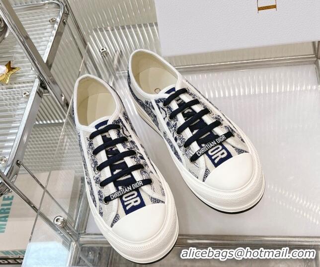 Good Looking Dior Walk'n'Dior Platform Sneakers in Blue Toile de Jouy Embroidered Cotton 126018