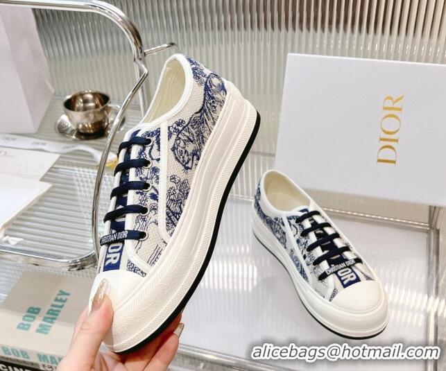 Good Looking Dior Walk'n'Dior Platform Sneakers in Blue Toile de Jouy Embroidered Cotton 126018