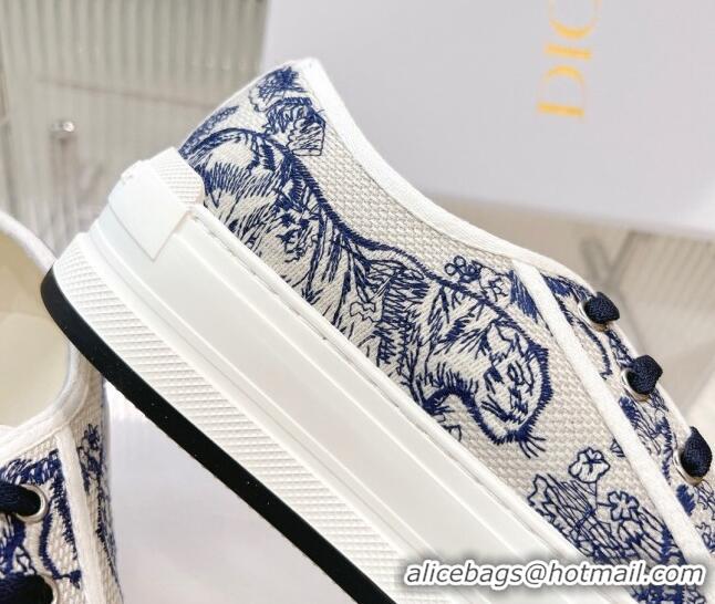 Good Looking Dior Walk'n'Dior Platform Sneakers in Blue Toile de Jouy Embroidered Cotton 126018