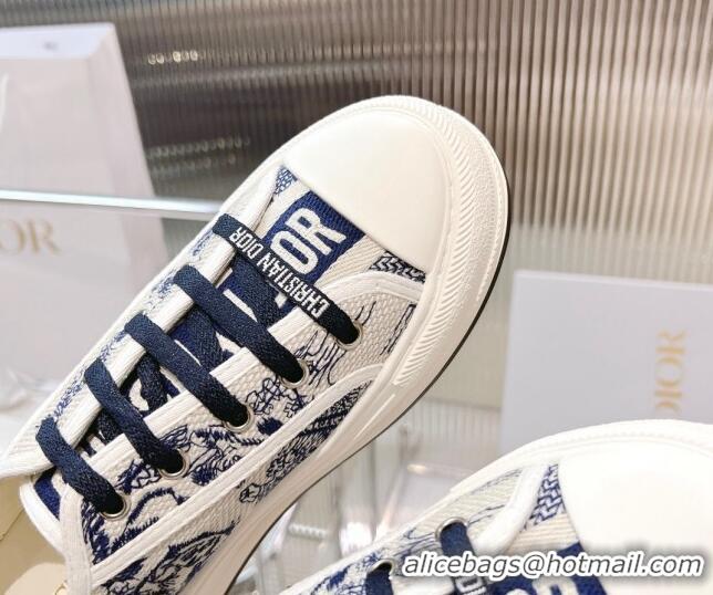 Good Looking Dior Walk'n'Dior Platform Sneakers in Blue Toile de Jouy Embroidered Cotton 126018