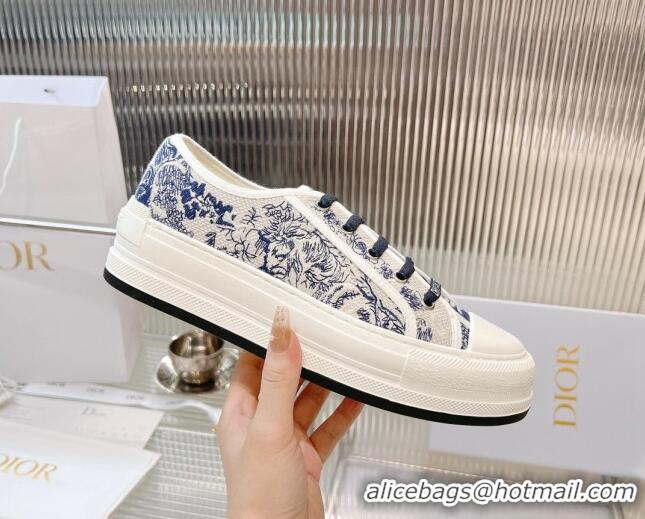 Good Looking Dior Walk'n'Dior Platform Sneakers in Blue Toile de Jouy Embroidered Cotton 126018