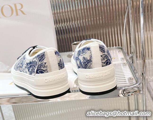 Good Looking Dior Walk'n'Dior Platform Sneakers in Blue Toile de Jouy Embroidered Cotton 126018