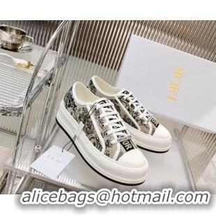 Popular Style Dior Walk'n'Dior Platform Sneakers in Beige Toile de Jouy Embroidered Cotton 126019