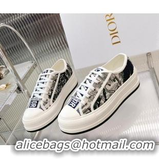 Purchase Dior Walk'n'Dior Platform Sneakers in Blue Swan Embroidered Cotton 126021