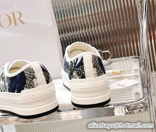 Purchase Dior Walk'n'Dior Platform Sneakers in Blue Swan Embroidered Cotton 126021