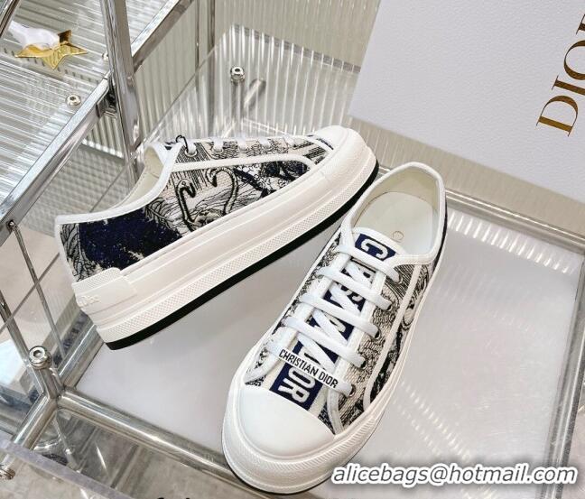 Purchase Dior Walk'n'Dior Platform Sneakers in Blue Swan Embroidered Cotton 126021