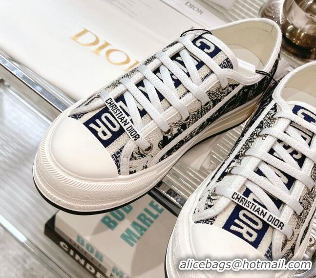 Purchase Dior Walk'n'Dior Platform Sneakers in Blue Swan Embroidered Cotton 126021