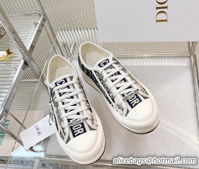 Purchase Dior Walk'n'Dior Platform Sneakers in Blue Swan Embroidered Cotton 126021