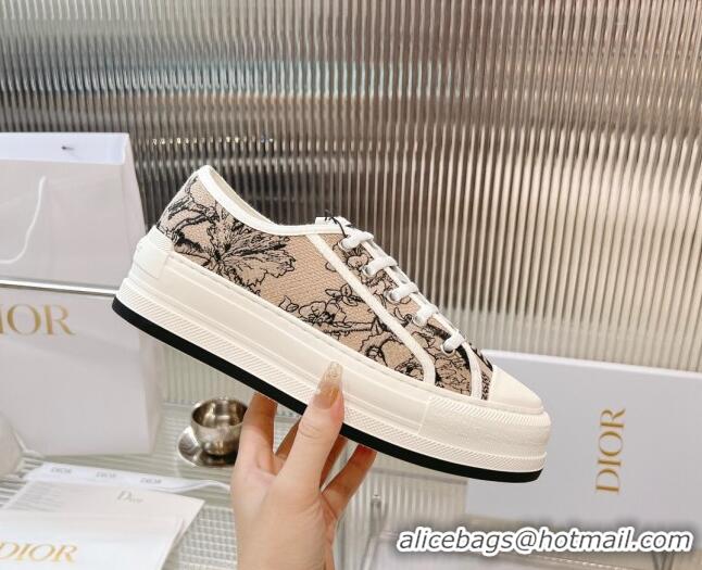 Top Grade Dior Walk'n'Dior Platform Sneakers in Beige Embroidered Cotton with Toile de Jouy Mexico Motif 126022