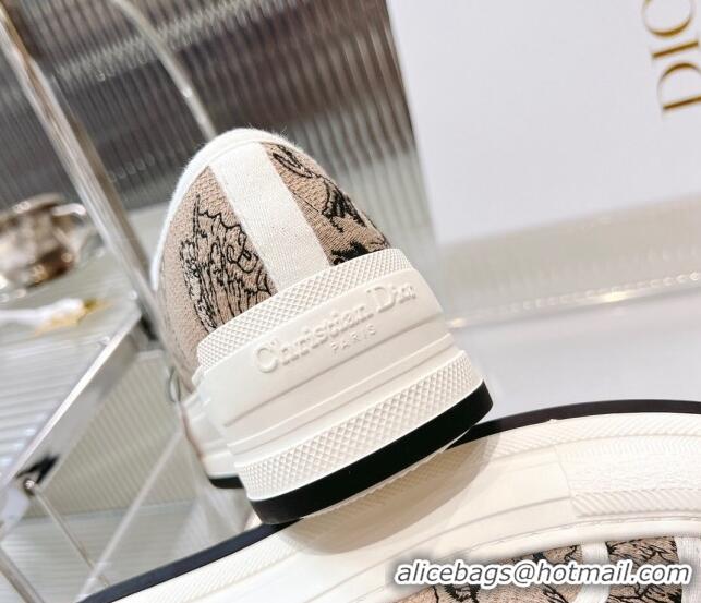 Top Grade Dior Walk'n'Dior Platform Sneakers in Beige Embroidered Cotton with Toile de Jouy Mexico Motif 126022