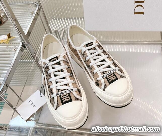 Top Grade Dior Walk'n'Dior Platform Sneakers in Beige Embroidered Cotton with Toile de Jouy Mexico Motif 126022