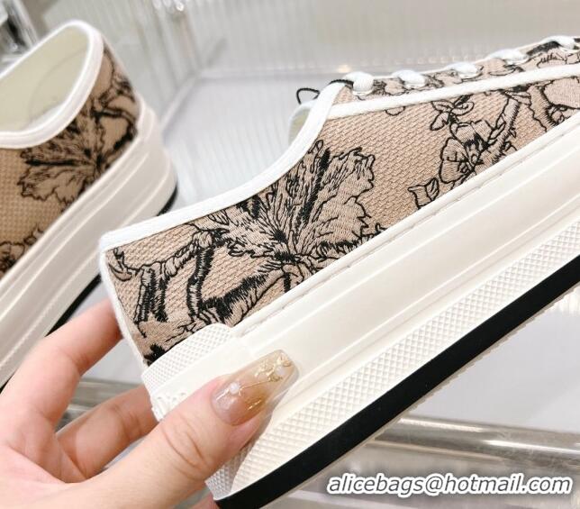 Top Grade Dior Walk'n'Dior Platform Sneakers in Beige Embroidered Cotton with Toile de Jouy Mexico Motif 126022