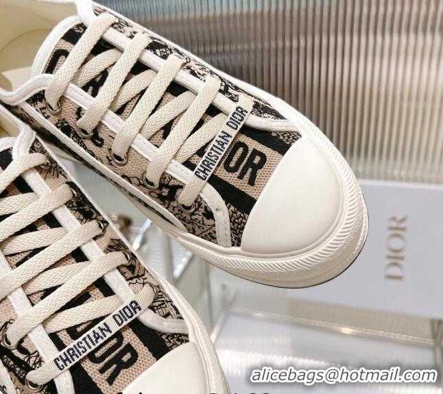 Good Quality Dior Walk'n'Dior Platform Sneakers in Beige Cotton Embroidered with Plan de Paris Motif 126023