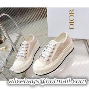 Grade Quality Dior Walk'n'Dior Platform Sneakers in Pink and White Toile de Jouy Embroidered Cotton 126024