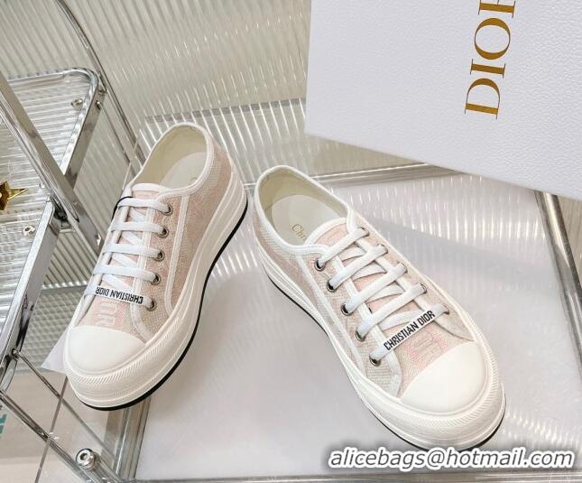 Grade Quality Dior Walk'n'Dior Platform Sneakers in Pink and White Toile de Jouy Embroidered Cotton 126024