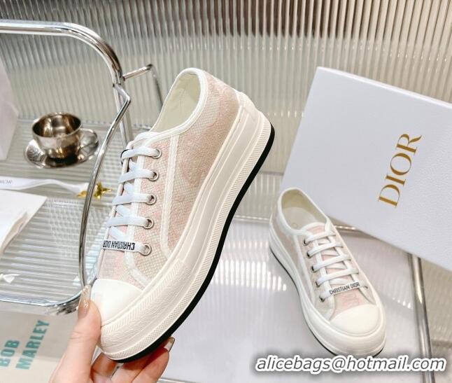 Grade Quality Dior Walk'n'Dior Platform Sneakers in Pink and White Toile de Jouy Embroidered Cotton 126024