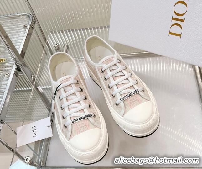 Grade Quality Dior Walk'n'Dior Platform Sneakers in Pink and White Toile de Jouy Embroidered Cotton 126024