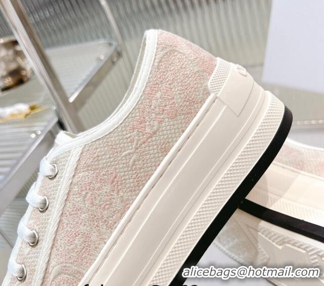 Grade Quality Dior Walk'n'Dior Platform Sneakers in Pink and White Toile de Jouy Embroidered Cotton 126024