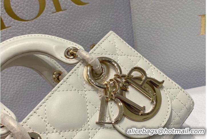 Traditional Discount Dior mini Lady D-Joy Bag Cannage Lambskin 9230 white