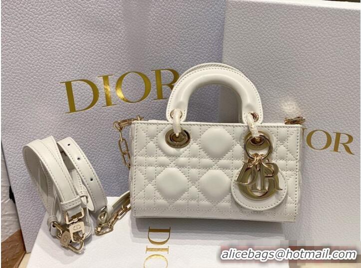 Traditional Discount Dior mini Lady D-Joy Bag Cannage Lambskin 9230 white