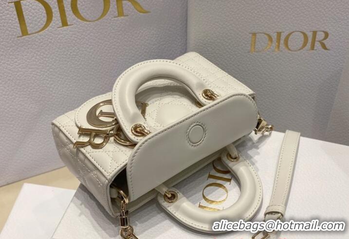 Traditional Discount Dior mini Lady D-Joy Bag Cannage Lambskin 9230 white