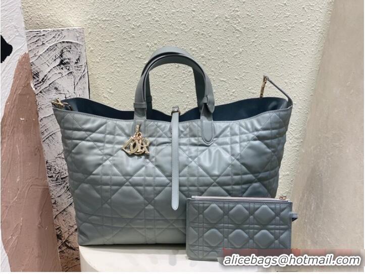 Super Quality Medium Dior Toujours Bag Stone Gray Macrocannage Calfskin M2821O