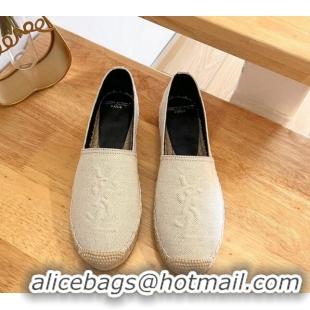 Perfect Saint Laurent YSL Espadrilles Flat in Canvas White 125068