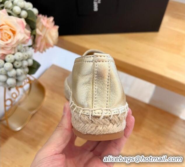 Purchase Saint Laurent YSL Espadrilles Flat in Lambskin Gold 125070