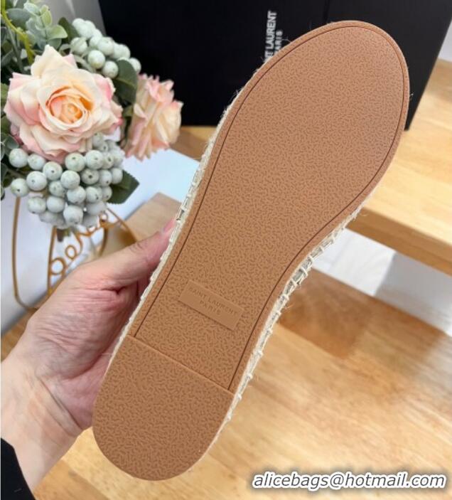 Good Quality Saint Laurent YSL Espadrilles Flat in Lambskin Pink 125071