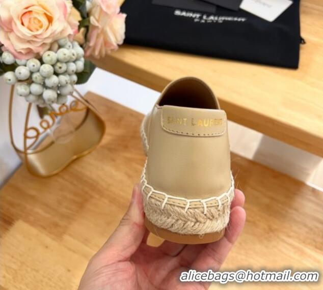 Most Popular Saint Laurent Signature Espadrilles Flat in Lambskin Apricot 125072