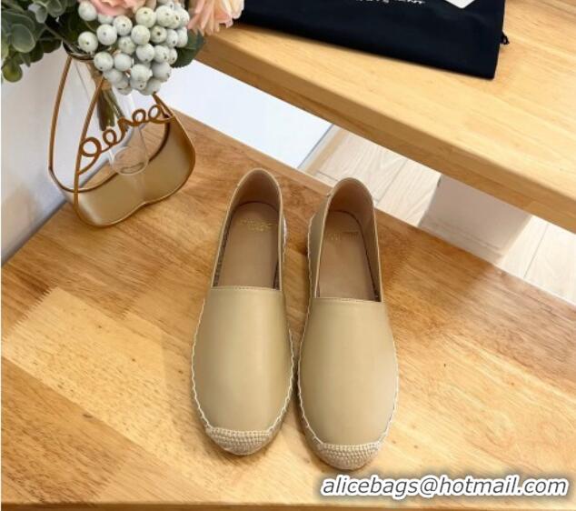 Most Popular Saint Laurent Signature Espadrilles Flat in Lambskin Apricot 125072