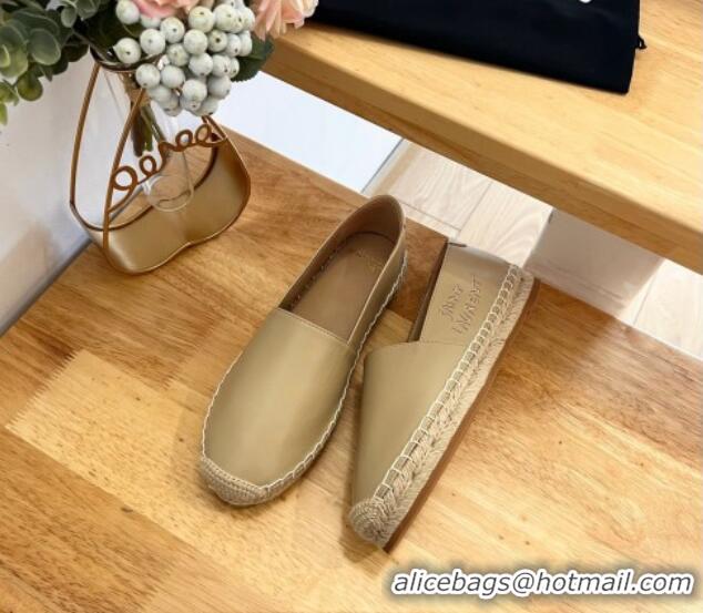 Most Popular Saint Laurent Signature Espadrilles Flat in Lambskin Apricot 125072