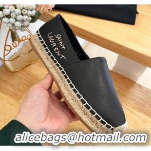 Best Product Saint Laurent Signature Espadrilles Flat in Lambskin Black 0125074