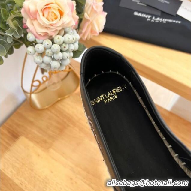 Best Product Saint Laurent Signature Espadrilles Flat in Lambskin Black 0125074