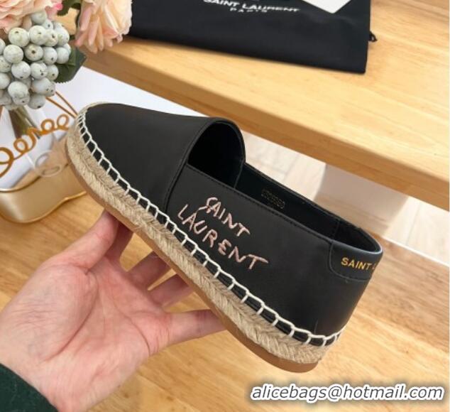 Best Product Saint Laurent Signature Espadrilles Flat in Lambskin Black 0125074