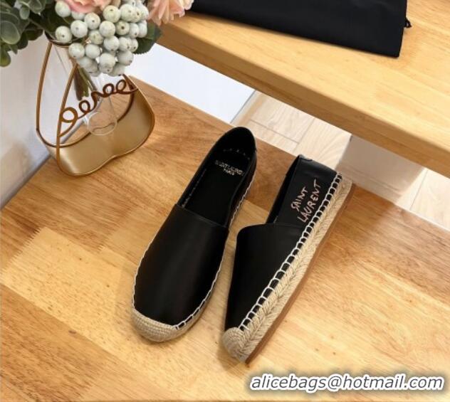 Best Product Saint Laurent Signature Espadrilles Flat in Lambskin Black 0125074