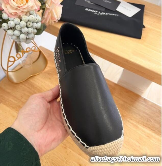 Best Product Saint Laurent Signature Espadrilles Flat in Lambskin Black 0125074