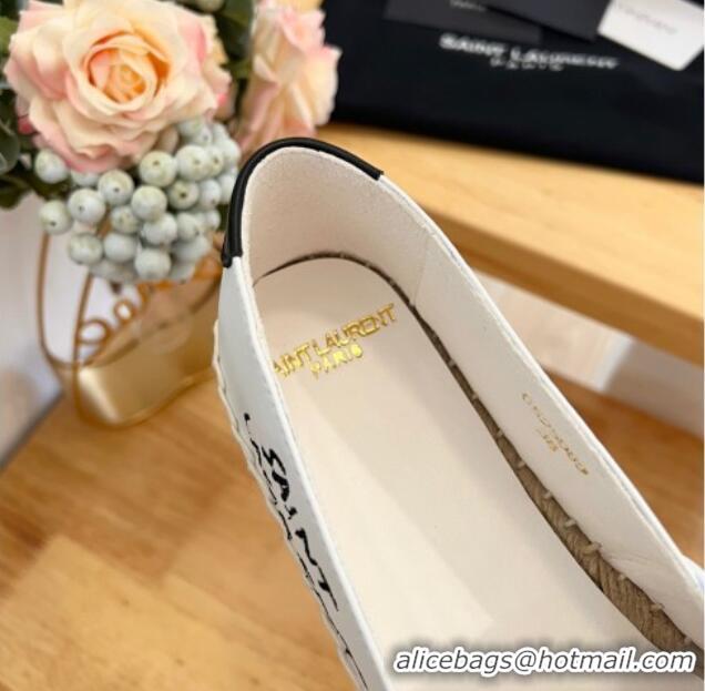 Unique Style Saint Laurent Signature Espadrilles Flat in Lambskin White 125075